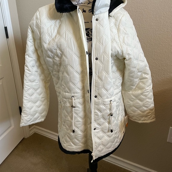 Sporto Quilted Off White and Black Fur Jacket NWT 1X - Picture 11 of 12